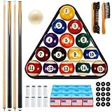 Outus 71 Pcs Pools Table Accessories Christmas Billiards Balls Gifts with Triangle Stand Pool Cue Chalks Cue Spot Sticker Brush(Standard Style Balls)