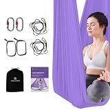 Aum Active Aerial Yoga Hammock Swing, 5.5 Yards, Lavender, with Hardware