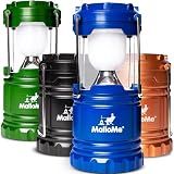 MalloMe Camping Lantern Multicolor 4 Pack Lanterns for Power Outages, Camping Lights for Tent Hanging, Camp Light Tent Lamp Emergency Battery Powered LED Lantern (Rechargeable Batteries Not Included)