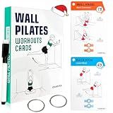 COARVXA Wall Pilates Workouts for Women-58 Exercise Cards with Pilates Mat Workout Postures，ncludes 4-Week Challenge,2 Rings& Dry-Erase for Easy Organization-Home, Gym or Studio
