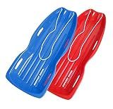 Slippery Racer Downhill Xtreme Flexible Adults and Kids Plastic Toboggan Snow Sled for up to 2 Riders with Pull Rope and Handles (Blue/RED, 2 Pack)