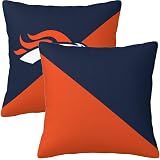 TMOVI 2 Pcs Football Style Throw Pillow Covers 18""X18"" Polyester Material Pillow Case Decoration for Denver Home Sofa Couch