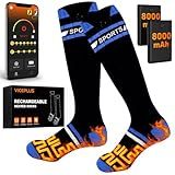 8000mAh Heated Socks for Men Women with App Control, Large-Capacity Rechargeable Battery, 360° Heating Warming, Electric Winter Socks, Foot Sole Heating, Foot Warmer for Skiing,Hiking,Hunting,Outdoor