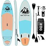 Roc Inflatable Stand Up Paddle Boards with Premium SUP Paddle Board Accessories, Wide Stable Design, Non-Slip Comfort Deck for Youth & Adults (Cloud)