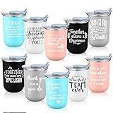 Maxdot 10 Pcs Thank You Gift Mugs 10 oz Team Employee Appreciation Gifts Bulk Stainless Steel Travel Coffee Mugs Inspirational Motivational Cups for Valentine's Day Staff Coworker(Team)
