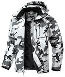 UTWGN Men's Ski Jacket Winter Warm Snow Coat Waterproof Windbreaker Hooded Work Outerwear Snowboarding Jackets