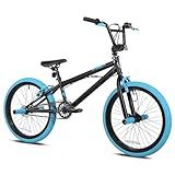 Kent International PRO 20-20 Inch BMX Bike with Front & Rear Hand Brakes and Padded BMX Saddle - Sturdy Bicycle for Kids with Adjustable Handlebar - Black/Turq
