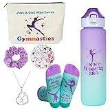 GiftGlow Gymnastics Gifts for Girls - Gymnastics Water Bottle, Cosmetic Bag, Necklace, Scrunchie, Socks, 50 Pcs Stickers - Gymnastics Party Favors for Girls, Birthday Gifts for Gymnastics Lovers