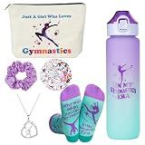 GiftGlow Gymnastics Gifts for Girls - Gymnastics Water Bottle, Cosmetic Bag, Necklace, Scrunchie, Socks, 50 Pcs Stickers - Gymnastics Party Favors for Girls, Birthday Gifts for Gymnastics Lovers