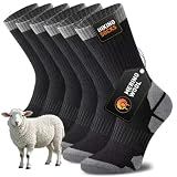 Niorasen Merino Wool Hiking Crew Socks for Men & Women, Thick Cushioned Anti-Blister, Moisture-Wicking, Seamless, 3 Pairs