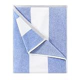 HENBAY Cotton Oversized Beach Towel - Large 70 x 35 Inch Pool Towel, Blue Striped Quick Dry Swimming Cabana Towel