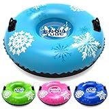 Nyrveua 4Pack Snow Tubes, Snow Sled for Kids and Adult, Snow Tube for Sledding Heavy Duty Thickened Double Bottom with Sturdy Handles, Sleds for Winter Outdoor Fun Toys Gifts for Family Boys and Girls