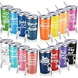 Thank You Gifts for Women Men 20 oz Inspirational Tumbler with Keychain Insulated Stainless Steel Appreciation Tumblers Team Motivational Encouragement Gift for Coworker Employees(Stylish Color, 16)
