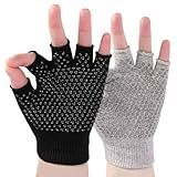 YL TRD V 2 Packs of Non Slip Fingerless Yoga Gloves Exercise Gloves Workout Gloves (Transparent dots)