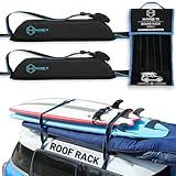 Hang 11 Surfboard Roof Rack - Soft Padded Surfboard Rack for Car, No-Scratch Buckles, Fits Most Vehicles Without Crossbars, Extra-Wide 1.5” Straps, Carries up to 3 Boards (Single / 3 Boards)