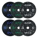 CAP Barbell Economy - Speckled Olympic Bumper Plate Set with Color Logo, Black, 160 lbs Set