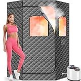 Upgraded Portable Steam Sauna, Portable Sauna Box for Home, Home Sauna Tent Full Body, 1200W 3L Steam Generator, 99 Minute Timer, Folding Chair, Remote Control Included(Grey)