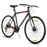 HH HILAND 700C Road Hybrid Bike, 7 speeds Bikes Urban City Commuter Bicycle with Disc Brake for Men Women Adult Comfortable Bicycle