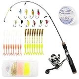 Aventik Ultralight Ice Fishing Rod and Reel Combo 26/28/30/32 inch Medium Light Fast Action Multi-Species Ice Fishing Combos for Walleye Perch Panfish (Hollow Rod Kit, 26'')