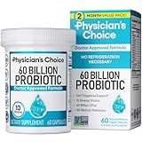 Physician's CHOICE Probiotics 60 Billion CFU - 10 Strains + Organic Prebiotics - Immune, Digestive & Gut Health - Supports Occasional Constipation, Diarrhea, Gas & Bloating - for Women & Men - 60ct