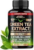 Green Tea Extract - 50% EGCG, Extra Strength 20:1 Extract - Natural Green Tea Supplement + Green Coffee Beans & Apple Cider Vinegar - Energy & Metabolism Support - for Men & Women - Vegan 120 Capsules
