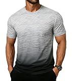 Cozople Athletic T Shirts for Men Running Dry Fit Gym Pickleball Shirts Moisture Wicking Short-Sleeve Gray Tee Jersey for Sports Workout XL