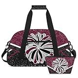 Mardesigns Cheerleading Bag for Women 2 Pcs, Dance Cheer Duffel with Makeup Cosmetic Bag, Maroon Black Cheerleader Gifts for Travel Overnight Practice Gymnastics Sport Gym Bag