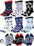 Suhine 6 Pair Lacrosse Socks for Men Gifts Lacrosse Ball Men's Christmas Novelty Socks Colorful Funny Stockings