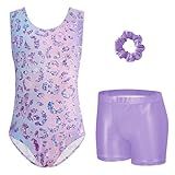 Zaclotre Gymnastics Leotards for Girls Sparkly Sleeveless Dance Unitards Biketards with Gym Shorts
