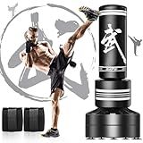 GIKPAL Freestanding Punching Bag for Adults 67'' Heavy Boxing Bag with Boxing Gloves, No Spring Low-Noise Standing Bag for Home Office Kickboxing (Black 01)
