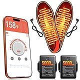 Heated Insoles Rechargeable, Foot Warmer for Men and Women with 5000 mAh Battery, 4-Temperature Settings Mobile App Control, Adjustable Design for All Shoes for Outdoor& Indoor Use, Size Large