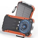 Luvknit Solar Charger Power Bank 20,000mAh Portable Wireless Charger, Fast Charging External Battery Bank with 6 Outputs for Cell Phones,Portable Solar Panel with Dual Flashlight for Camping