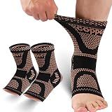 LISEPWU Copper Ankle Brace for Men & Women, Ankle Compression Sleeve 1 Pair