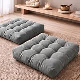 Floor Pillows Set of 2, Large Meditation Cushion for Adults, 22 Inch Square