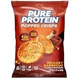Pure Protein Hickory Barbecue Popped Crisps - 12g Plant Based Protein, Gluten Free, Non GMO, Vegan, Air Popped & Puffed Crisps – Healthy Protein Snacks – 12 Pack