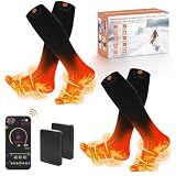 Heated Socks for Men Women APP Control Electric Heating Socks 8000mAh Rechargeable Battery Heate Thermal Socks for Winter Camping Fishing Cycling Skiing Hunting Hiking Black 2 Pair