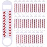 Acellegic 24 Pack Baseball Bottle Opener 7 Inch Stainless Steel Flat Beer Bottle Opener Bulk Double Sided Baseball Stitch Design for Team Fans Gifts, Home Kitchen, Bar, Party Supplies