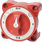 Blue Sea Systems 9001E e-Series Compact Battery Switch 4 Position Selector Switch, 32V DC, 325A, Red