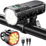 Zewdov High Lumens Super Bright Bike Lights for Night Riding, 8+7 Modes Sturdy Aluminum Alloy Bicycle Lights Front and Rear, IP65 Waterproof & Rechargeable 9 LED Bike Headlight for Cycling Electronics