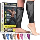 BLITZU Calf Compression Sleeve for Women and Men, Shin Splint Sleeves for Varicose Veins, Nursing, Pregnancy, Running, Footless Compression Socks Support for Calf Muscle Pain Relief Black S-M