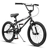 cubsala 20 Inch BMX Race Bike Trident Bicycles Beginner-Level to Advanced Riders with 2 Pegs Trick Cycling and Professional BMX Riding, Color Black