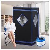 ZONEMEL Full Size Portable Steam Sauna Kit, Personal Full Body Home Spa for Detox, Relaxation, 4 Liters 1500 Watt Steamer, Remote Control, Timer, Foldable Chair (L31.5 x W31.5 x H55.1, 3 Windows)