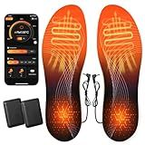 Xipax Heated Insoles for Men Women, USB Rechargeable APP Control Adjustable Feet Warmer Insoles, All Day Comfort for Outdoor Camping Winter (Size S)