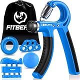 FitBeast Grip Strengthener Forearm Strengthener Hand Grips Strengthener Kit - 5 Pack Adjustable Resistance (Light Blue)