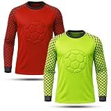 INTENZ Pack of 2 Soccer Goalie Shirt, Padded Goalkeeper Jersey, Polyester, Long Sleeve, Regular Fit, Youth and Adult Sizes