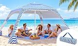 Beach Cabana 6.5'×6.5' UPF50+ Adjustable Height with Removable Side Wall | Windproof Easy Setup Beach Tent for Family, Portable Canopy for Sand, Garden, Camping