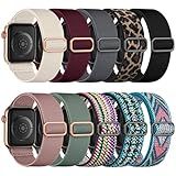 Maledan Stretchy Nylon Solo Loop Compatible with Apple Watch Bands 38/40/41/42mm for Women & Men, Adjustable Sport Elastic Wristband Strap for iWatch Ultra 2 Series SE/11/10/9 8/7/6/5/4/3/2/1, 10 Pack