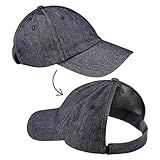Curl Keeper Badazz Backless Curl Cap, Denim Blue - Open-Back Ponytail Hat Designed for Curly Hair - Flexible Cap Perfect for Natural Curly Hair, Messy Buns & Ponytails