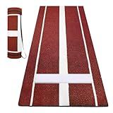 Wemily 10x3 ft Softball Pitching Mat with Mound - Antifade Turf, Antislip Foam Backing - Fastpitch Equipment for Softball and Baseball Pitchers Practice - Red