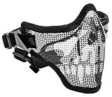 Tactical Crusader 2G Airsoft Strike Steel Half Mask, Black/Skull